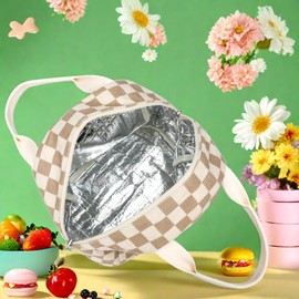 LEDAOU Lunch Box for Women Insulated Lunch Bag Corduroy Lunch Tote Bags Leakproof Cooler Lunch Case for Travel Work Picnic