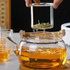 Household Teapot 1000ml Large Capacity Multifunctional Borosilicate Teapot with Bamboo
