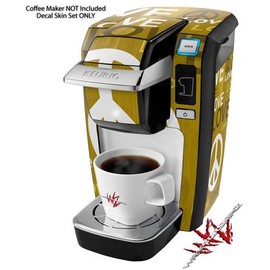 WraptorSkinz Decal Style Vinyl Skin compatible for Keurig K10 / K15 Mini Plus Coffee Makers Love and Peace Yellow (COFFEE MAKER NOT INCLUDED)