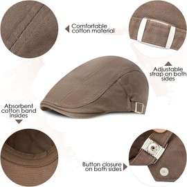 3 Pack Men's Newsboy Hat Ivy Cabbie Driving Hunting Flat Cap Beige