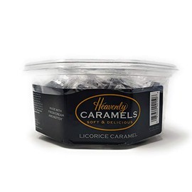 J Morgan Confections Heavenly Caramel | Licorice Flavor | 45 Count Tub | Gourmet Soft and Chewy Butter Caramel Candies | Hand-Crafted Golden Treats