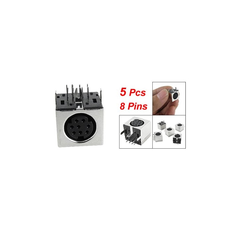 uxcell 5 Pcs Replaceable S-Video 8 Pin PCB Mounted Mini