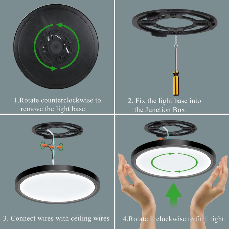 IBESTWIN 2 Pack LED Flush Mount Ceiling Light Fixture, 24W