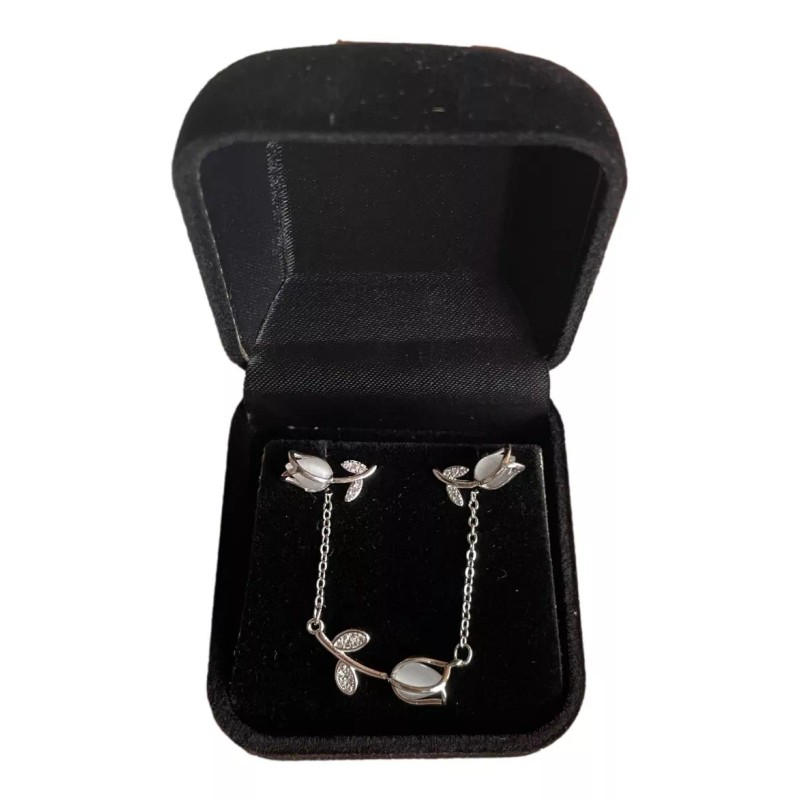TENDER LIHOME Set Collar Y Aretes De Tulipan Chapado En