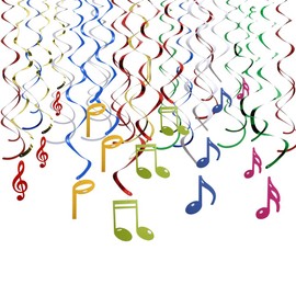 HOWAF Music Note Multi Coloured Hanging Swirls Decorations(30Pack), Party Spiral Garland Ceiling Decoration for Concert Party, Wedding, Birthday Party Decorations Supplies Ornaments