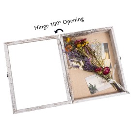 Hodeframe Wedding Shadow Box Frame 11x14, Wood Shadow Box Display Case with Glass Window Metal Lock, Memory Box for Memorabilia Awards Medals Photos, White