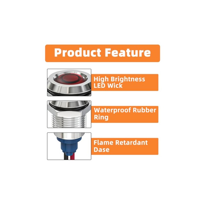 GASHER 5 PCS Energy Saving Indicator Light, LED Light 12V/24V/110V