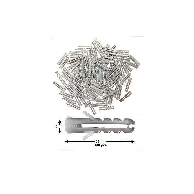 100-pack of Masonry Rawl Plugs 5x25mm (3/16”x1”) – Heavy Duty