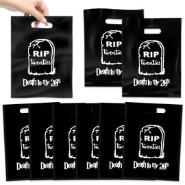 YYMYMGJ 50PCS Death to My 20s Party Favors Plastic Gift Bags Rip to My 20s Black 30th Birthday Party Decorations Supplies for Men Women Him My Youth Funeral Funny Black Humor Themed Birthday Party
