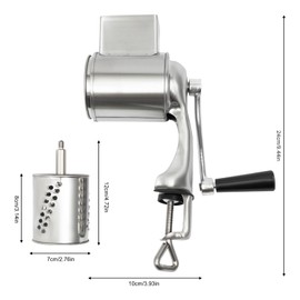 Manual Stainless Steel Rotary Grater Hand Crank Kitchen Shredder Rotary Cheese Grater Multifunctional Vegetable Slicer with 5 Removable Drum Blades for Fruits and Vegetables