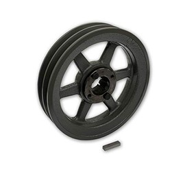 Double Groove 6.95" Cast Iron Electric Motor" H" Pulley/Sheave, Bushing Included, for 5/8" Top Width B/5L/BK/5LK Section V Belt, 2 Groove Pulley (1-3/8" Shaft / 1.375" Bore, 2BK72H)
