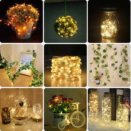 Kangheshun 2 Pack Led Fairy Lights Battery Operated String Lights Waterproof Silver Wire 7 Feet 20 Led Firefly Starry Moon Lights for DIY Wedding Party Bedroom Patio Christmas