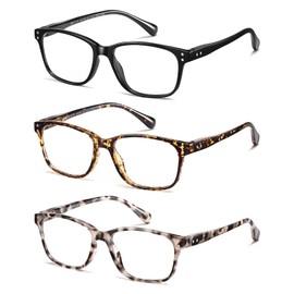 LKEYE Reading Glasses Women Men Anti Glare Blue Light Blocking Computer Reader Stylish Designer Unbreakable Spring Hinge 360 Eyeglasses (LK6091 Black,Demi,WhiteTortoiseshell +125 x)