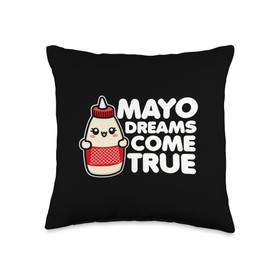 Mayo Dreams Come True Cute Kawaii Japanese Mayonnaise Throw Pillow