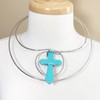 Gypsy Jewels Large Simulated Turquoise Cross Western Look Silver Tone