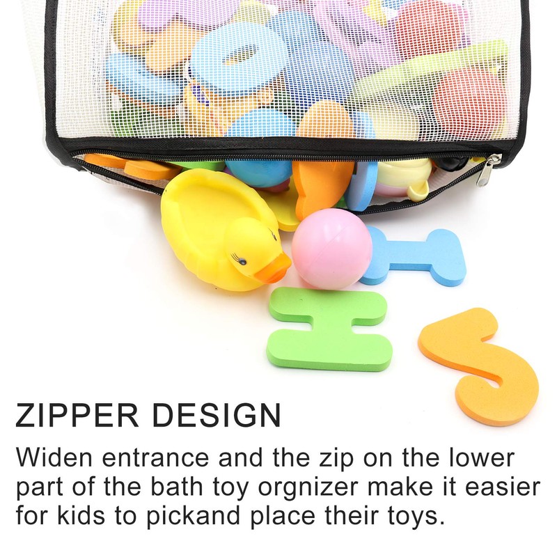 Bath Toy Organizer Multiple Ways to Hang, Extra Large Opening