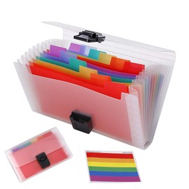 Expanding File A6 13 Pockets Portable Rainbow Document Folder Mini Plastic Document Folder Colourful Expandable Document Pockets for Receipts Vouchers Check Cards