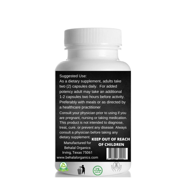 Behalal Organics Black Seed Nigella Sativa 500mg Vegan Capsules 100