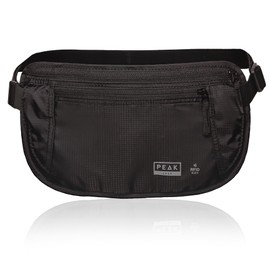 Peak Gear Money Belt for Travel - Large Size with RFID Blocking, Water-Resistant Nylon, and YKK Zippers - Secure Hidden Pouch with Adjustable Strap - Includes $250 Insurance and Recovery Service