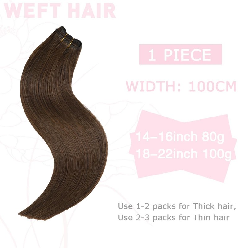 Sindra Weft Hair Extensions Human Hair Chocolate Brown Invisible Hair