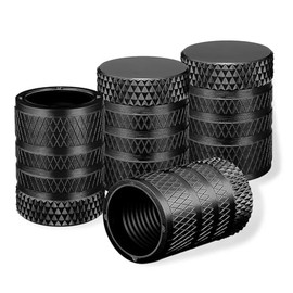 Tyre Valve Caps, 4 Pcs Universal Anodized Aluminum Car Tire Stem Covers for SUV Cars Bike Motorcycles Trucks, Black