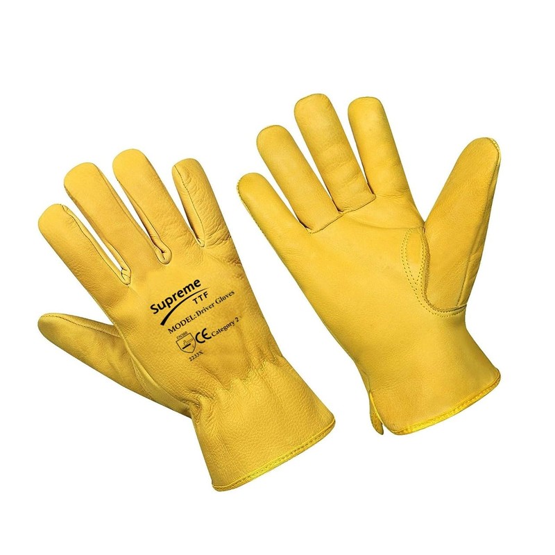 SupremeTTF 5 Pairs Yellow Leather Gloves HGV Drivers Hand Safety