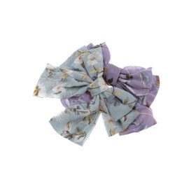 Aysekone 2 Pieces Chiffon Big Hair Bows Bow Hair Clips Ponytail Holders Large Hair Bows Hair Bows Hair Clips Daisy Hair Clips Floral Hair Bow Clips for Women Girls(Purple+Light Blue)