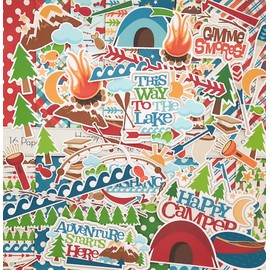 Die Cuts & Paper Set - Happy Camper - by Miss Kate Cuttables - 16 Single - Sided 12"x12" Premium Specialty Paper Sheets & Over 60 Coordinating Die Cuts