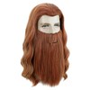 Orange Mixed Long Curly Mens Wigs With Mustache Halloween Cosplay