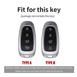 ontto Car Key fob Cover Fit for Hyundai Santa Fe Tucson 2022 Nexo NX4 Atos Prime Solaris 2021 Key case 4 Buttons TPU Smart Key Shell Holder Bag Keychain Keyring Decorative Accessories White B