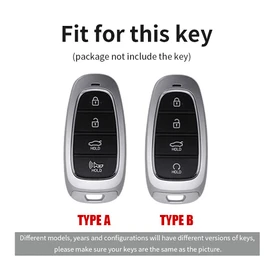 ontto Car Key fob Cover Fit for Hyundai Santa Fe Tucson 2022 Nexo NX4 Atos Prime Solaris 2021 Key case 4 Buttons TPU Smart Key Shell Holder Bag Keychain Keyring Decorative Accessories White B