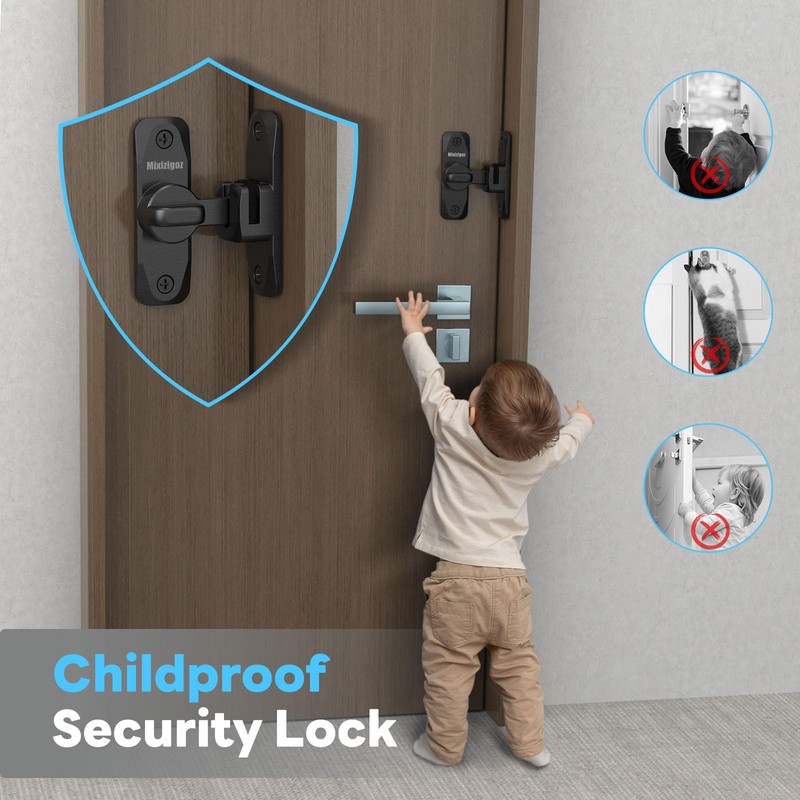 Mixizigoz Barn Door Lock, 90/180 Degree Flip Door Locks, Protect