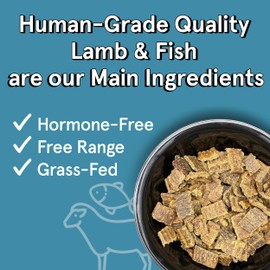 Real Meat Air Dried Dog Food w/ Real Lamb & Fish - Four 2lb Bag of Grain-Free Real Meat Dog Food Sourced from Free-Range Lamb & Ocean-Caught Fish - Digestible, All-Natural, & High-Protein Lamb & Fish