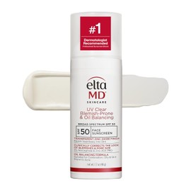 EltaMD Protector solar con protección UV transparente y equilibrador de aceite SPF 50, no comedogénico con óxido de zinc, recomendado por dermatólogos
