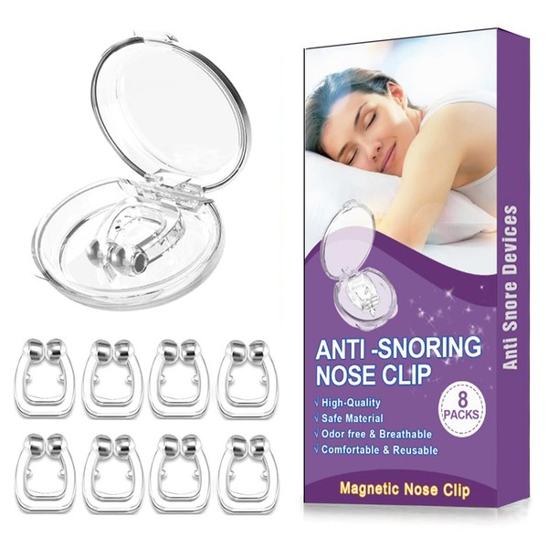 Anti Snoring Devices(8 Pack), Silicone Magnetic Stop Snoring Solution, Comfortable