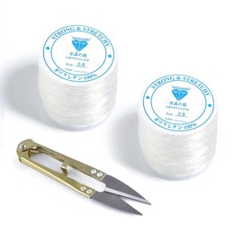 JUNRUCTH 3 PCS Elastic Stretch Thread - 0.8mm Elastic String - Stretchy Bracelet Cord for Jewelry Making - Crystal Bead Thread for Bracelets, Beading, and Crafts with a Pair of Scissors