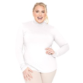 Women's Plus Size Long Sleeve Turtleneck Black and Orange Stripes 2X