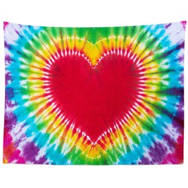 Loccor 9x6ft Tie Dye Tapestry Heart Sign Tie-Dye Abstract Wall Hanging Bedroom Aesthetic Colorful Room Decor Party Backdrop for Bedroom Living Room Dorm Decor （Pattern Painted on Polyester Fabric）