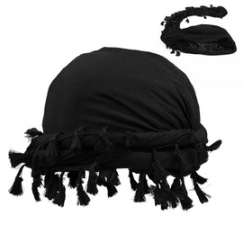 pddstance Tassel Turban for Men,Vintage Twist Head Wraps for Men Satin Lined Head Wraps for Adults Hiking Sports Outdoor Activities (Modal Fabric, Black)