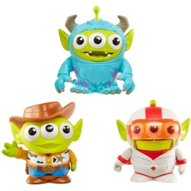 Mattel Toy Story 4 Alien Remix 3-Pack Duke Caboom, Sulley & Woody 3-in Mashup Character Figures in a Pizza Box Package, Toy Story 4 Movie Collector Toys, Gift Ages 6 Years & Up