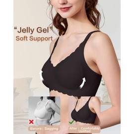 As Fairy Still-BHS zum Stillen, kabelloser Schwangerschafts-Schlaf-Bralette mit Spitze und Blumenmuster für Frauen (Schwarz S)