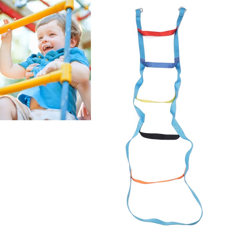 Kids Rope Ladder 6.6ft 6 Steps Colorful Climbing Rope Ladder