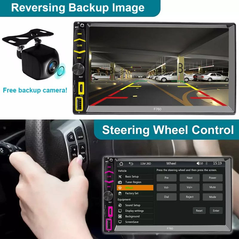 YuanTing Double 2Din Car Stereo Radio 7" screen Player Bluetooth