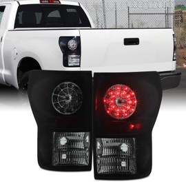 AKKON - For 07-13 Toyota Tundra Pickup Truck Black Smoke Rear LED Tail Lights Brake Lamps Replacement Pair