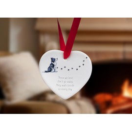 Image Industry Border Collie Walk Beside Us Ceramic Heart - Dog Memorial - Memorial Gift - Hanging Decoration