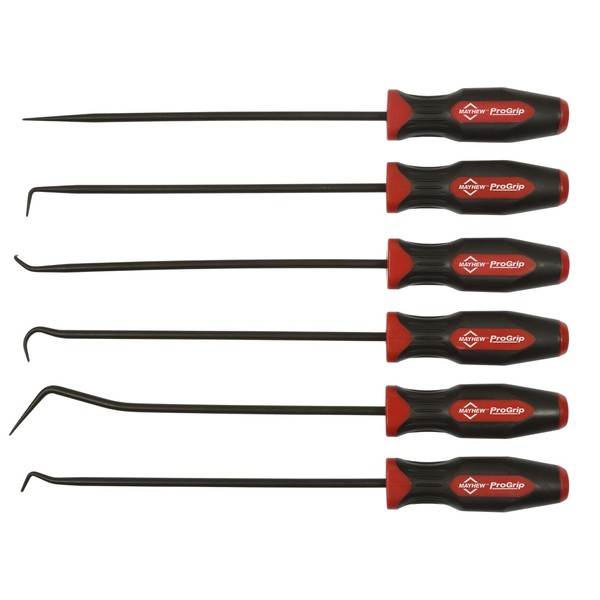 Mayhew Tools 13095 ProGrip 6-Piece Long Pick Set, Black Oxide