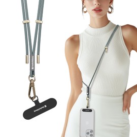 SwitchEasy 6mm Adjustable Crossbody Phone Strap Compatible with Most Phones, Anti-Theft & Ant-Drop, Hands Free for Phone Lanyard Crossbody with Strap Card Phone Tether Tab-EasyStrap (Noctilucent Blue)