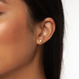 Gold/Silver/Opal Stud Earring for Women - Gold-Plated Earrings - Thick Gold-Plated Stud for Metal Sensitive Ears