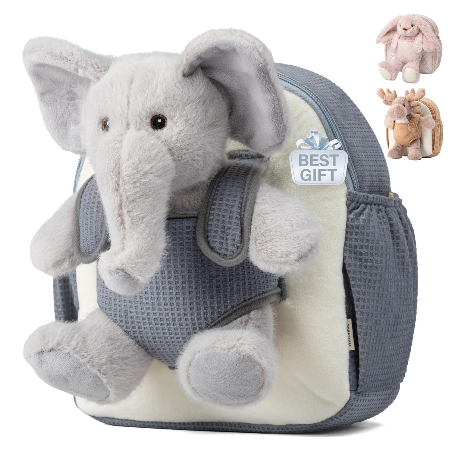 Moonkie Hug & Go™ Toddler Backpack, Elephant School Bag with Detachable ...