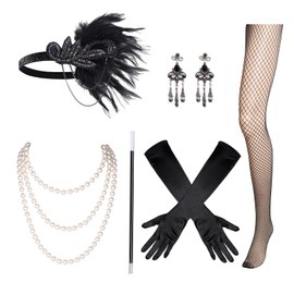 HOVEOX 1920s Flapper Accessories for Women - 20s Costume Accessories (Black)